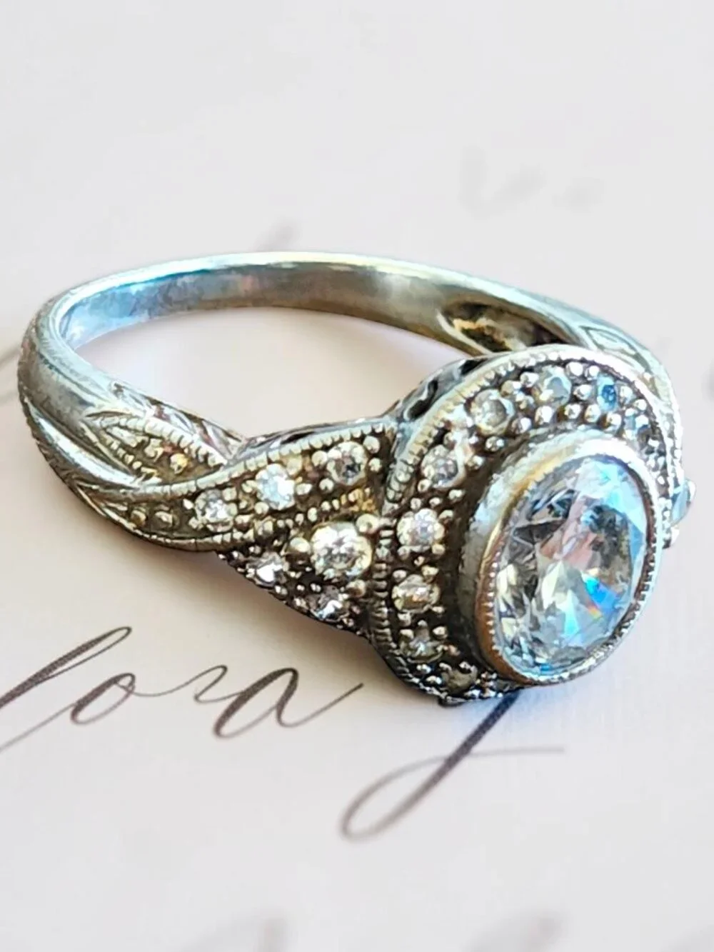 Vintage Quartz Art Deco Filagree Ring